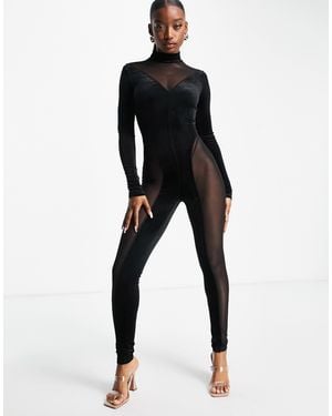 SIMMI Simmi Sheer Detail Mesh Jumpsuit - Black