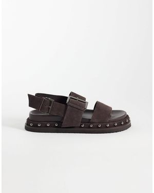ASOS Fraction Premium Studded Footbed Sandal - Brown