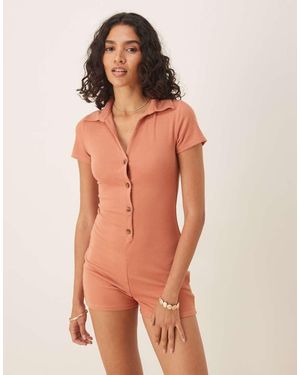 agon® Bitton Front Playsuit - Orange