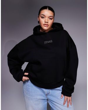 ASOS Weekend Collective Curve Hoodie With Hotfix Diamante Graphic - Black