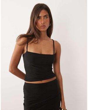 Missy Empire Double Sculpted Slinky Thin Strap Cami Top Co-Ord - Black