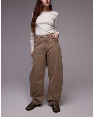 TOPSHOP Barrel Mid Rise Jean - Brown