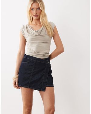 Jdy Asymmetric Denim Skort - Blue