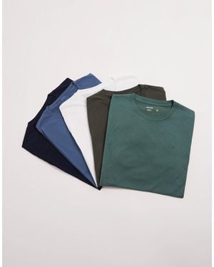 Hollister – 5er-pack mehrfarbige, kurzärmlige t-shirts mit klassischem schnitt und logo auf der brust - Grün