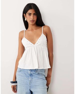 Gina Tricot Studs Singlet Top - White