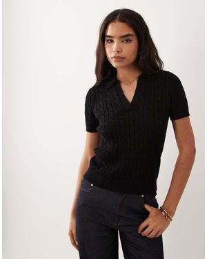 Ralph Lauren Fine Knit Polo Top - Black