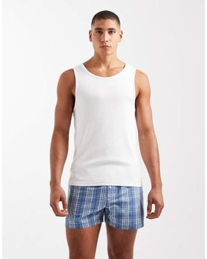 ASOS Boxer Blu A Quadri - Bianco