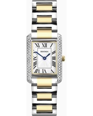 Sekonda Colette 22Mm Rectangular Two Tone Analogue Watch - Metallic