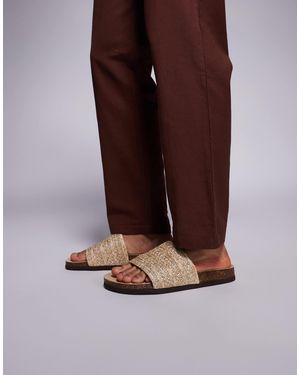 ASOS Slider Sandals With Woven Strap - Brown