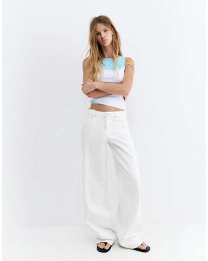 Pull&Bear Baggy Jeans Met Halfhoge Taille - Wit