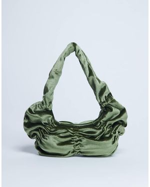 TOPSHOP Bolso De Hombro Fruncido De Terciopelo Sapphire De -Verde
