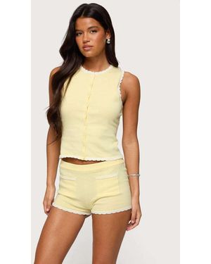 Edikted Leila Scalloped Knit Tank Top - Yellow