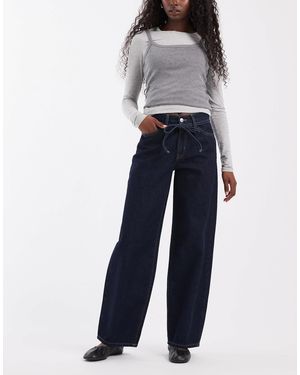 ONLY Gianna Tie Waist Straight Leg Jeans - Blue