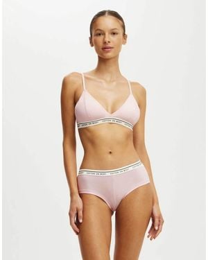 Cotton On Branded Cotton Cross Over Bralette - White