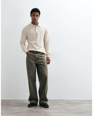 ARKET Pure Cotton Long Sleeve Polo Shirt - White