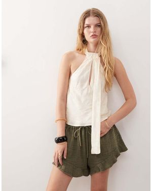 Reclaimed Vintage Top With Scarf Detail - Natural