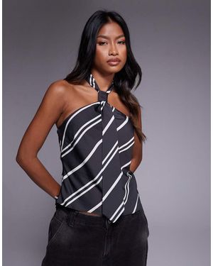 ASOS Halter Top With Tie Detail - Grey
