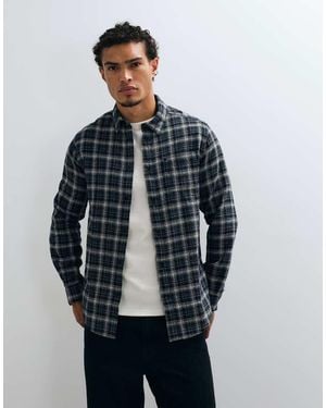 Barbour Camisa De Cuadros De Manga Larga Transverse En - Azul