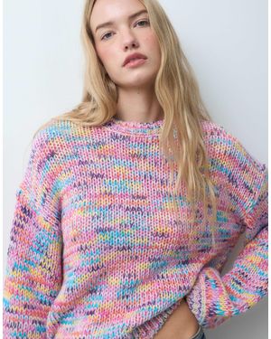 Pieces Grob gestrickter oversize-pullover - Mehrfarbig