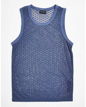 Emporio Armani Bodywear Mesh Logo Singlet - Blue