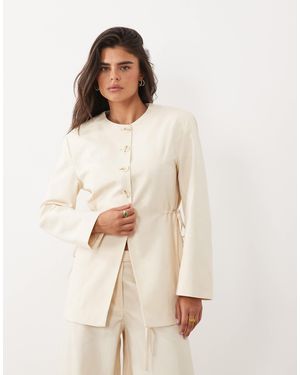 ASOS Blazer en lin à nouer sur le côté couleur crème, ensemble 2 pièces - Neutre
