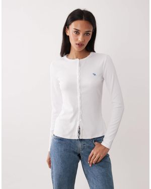 Abercrombie & Fitch – geripptes oberteil - Weiß