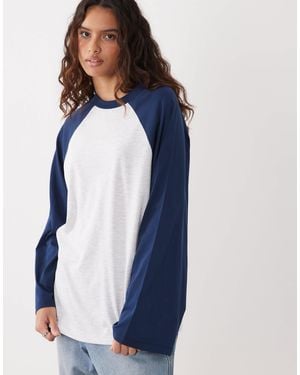 ASOS Langarm-t-shirt mit kontrastdetails - Blau