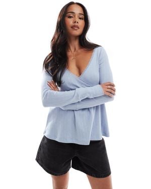Hollister Long Sleeve Babydoll Pointelle I Top - Gray
