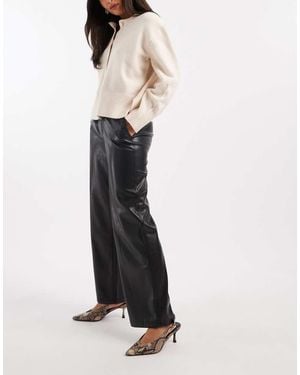 ONLY Wide Leg Faux Leather Trousers - White