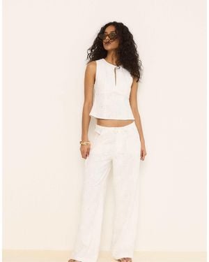Stradivarius – bestickte hose - Natur