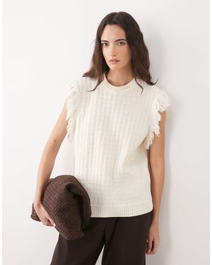 ASOS Knitted Tweed Tank Sweater - Natural