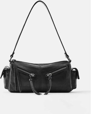 Pull&Bear Schultertasche mit reißverschlussdetails - Schwarz