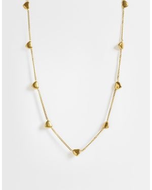 ASOS Asos Design Curve Waterproof Stainless Steel Necklace With Heart Design - Metallic