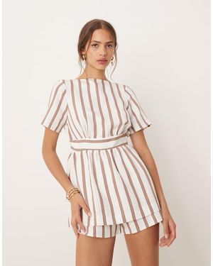 ASOS Mono Corto Beis A Con Diseño De Doble Capa Y Lazada En La Espalda De - Marrón
