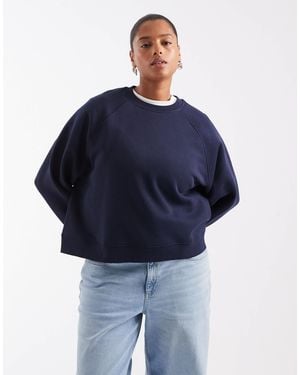 ASOS Asos Design Curve Regular Raglan Brushback Sweat - Blue