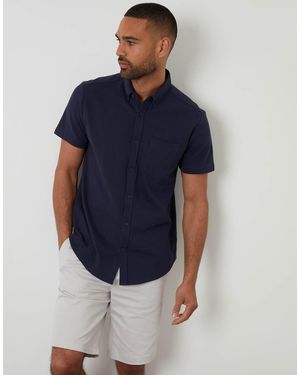 Threadbare Cotton Pique Short Sleeve Shirt - Blue