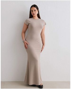 Aim'n Dark Clay Sense Mermaid Cap Sleeve Dress - Natural