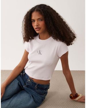 Calvin Klein Monologo Rib Baby Tee - Brown