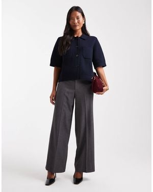 Vero Moda Straight Smart Trouser With Crease Front - Blue