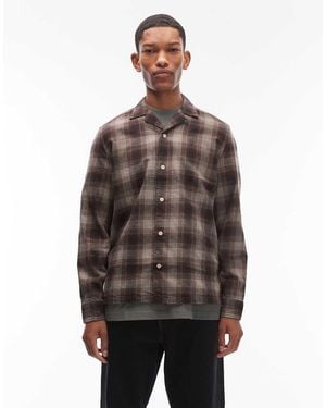 AllSaints Iniko Check Long Sleeve Shirt - Brown
