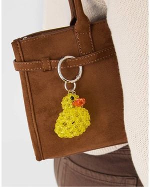 Stradivarius Mini Duck Charm Keyring - Brown