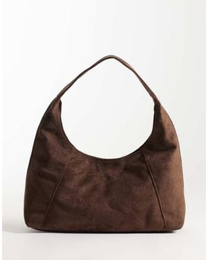 Pieces Faux Suede Slouchy Bag - Brown