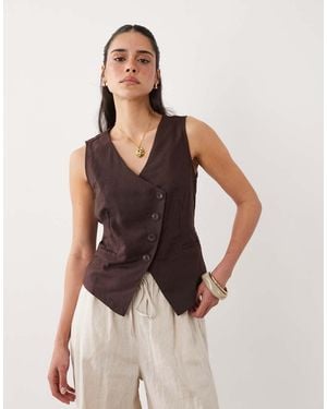 New Look Linen Blend Asymmetric Waistcoat - Multicolour