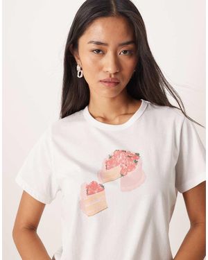 Abercrombie & Fitch Baby Tee With Cake Slice Graphic - White