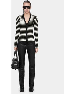 AllSaints Gilet à rayures kay noir/blanc craie