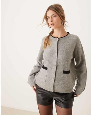 Jdy Pearl Button Cardigan - Grey