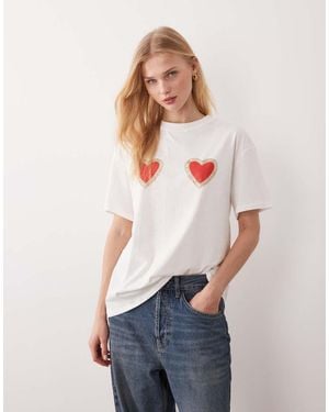 Never Fully Dressed Pure Cotton Heart Print T-shirt - White