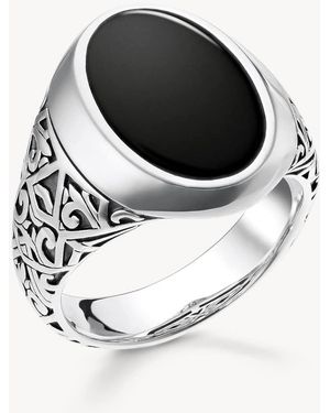 Thomas Sabo Anello Nero E Argentato - Metallizzato