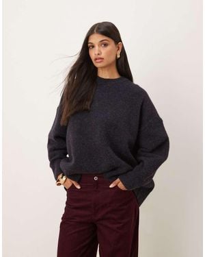 ASOS Premium Wool And Alpaca Oversized Crew Neck Jumper - Blue