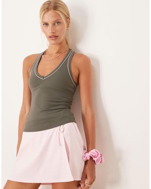 Tala Dayflex Built-in Support V Neck Racer Vest - Green
